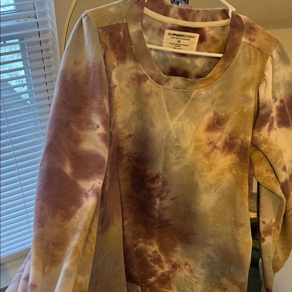 The Sweatshirt Project Women's Tie-Dye Crewneck Sweater - Mauve/Beige